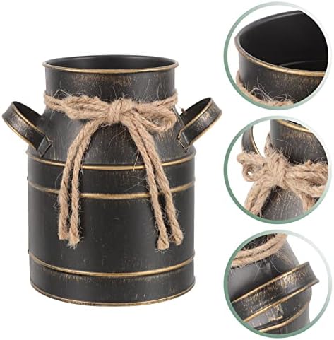 Retro Iron Bucket Vase - Black 629 X 59 X 433 Inch