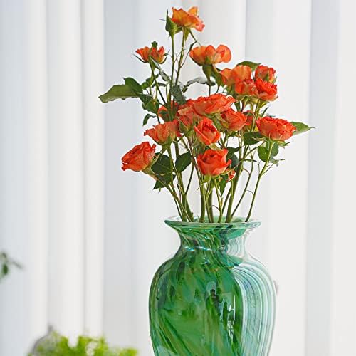 Hand Blown Green Classic Vase for Home Decor