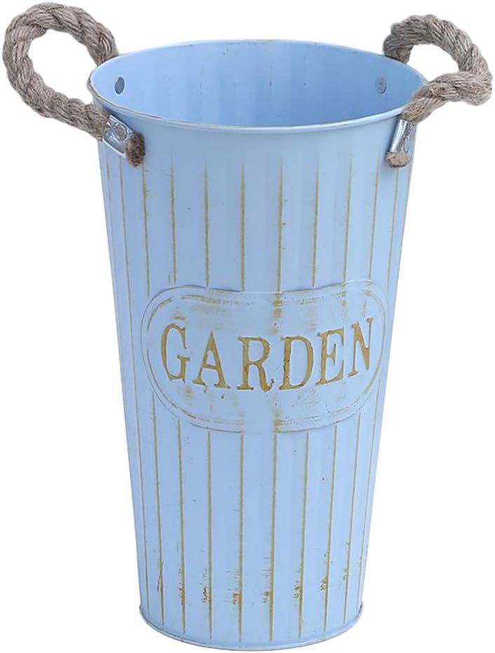 DOITOOL Rustic Metal Flower Vase Vintage Bucket Decor