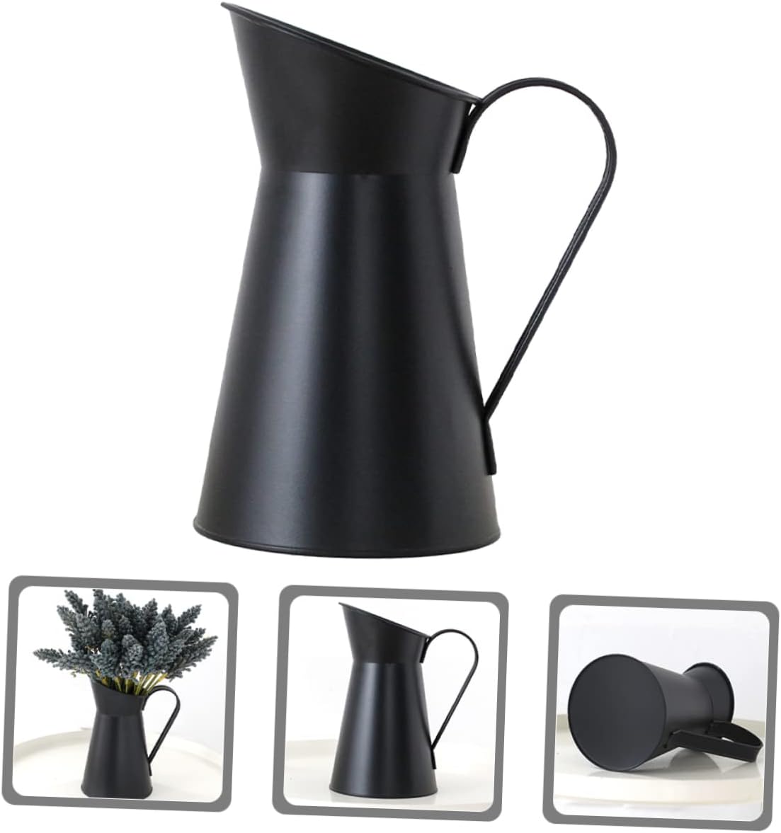 Rustic Iron Flower Bucket with Handle for Home Decor