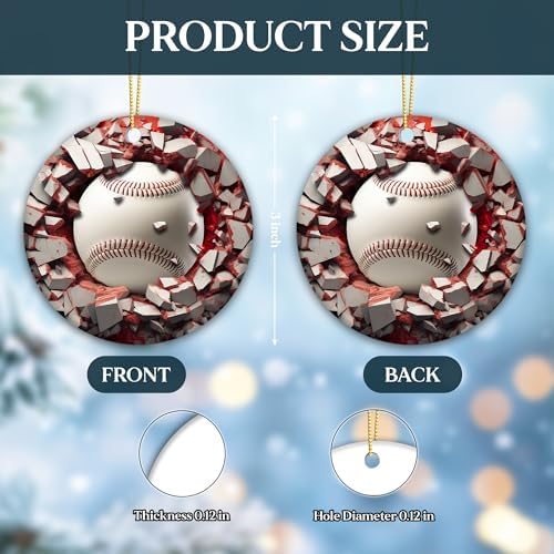 3D Baseball Christmas Tree Ornament Sport Gift for Fans