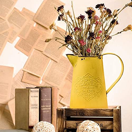 MISIXILE Rustic Country Metal Vase 75 Inches Yellow