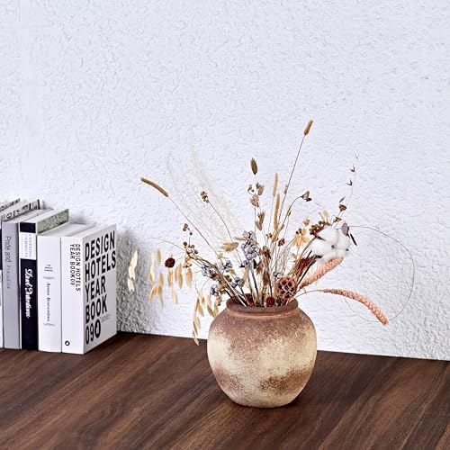 UPWOIGH Brown Circular Rustic Ceramic Flower Vase