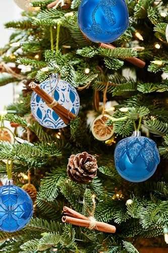 Hollyone 315 Inch Blue Christmas Ball Ornaments 12 Pcs Set