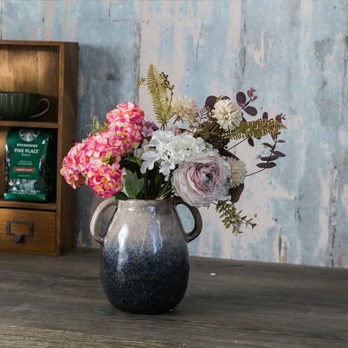 JOJUNO Brown to Blue Gradient Ceramic Vase with Handles