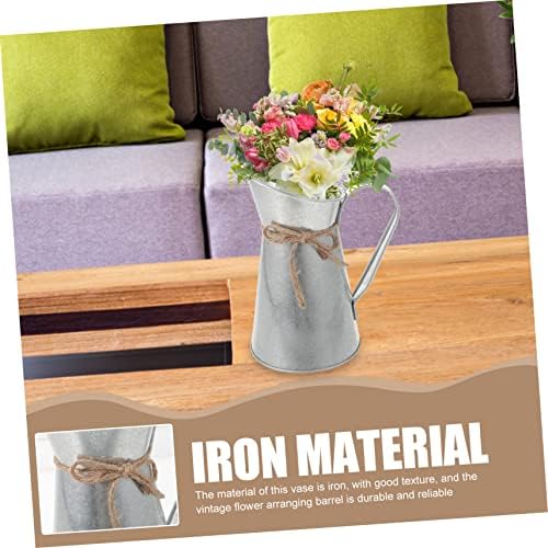 Vintage Iron Sheet Bucket for Home Decor Silver Finish