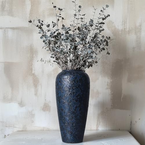 Blue Ceramic Vase 13 Inch Tall Rustic Terracotta
