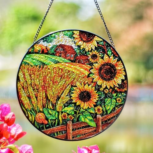 Stained Glass Window Suncatcher Farm Design