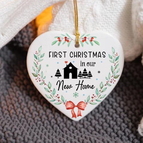 First Christmas In Our New Home Ornament - Heart Shaped Housewarming Decoration