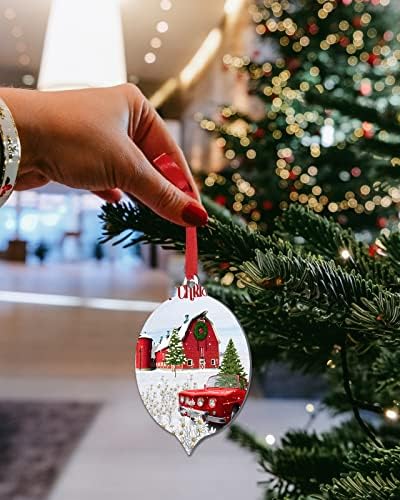 ZOE GARDEN Red Christmas Farm Truck Ornament Set 10PCS