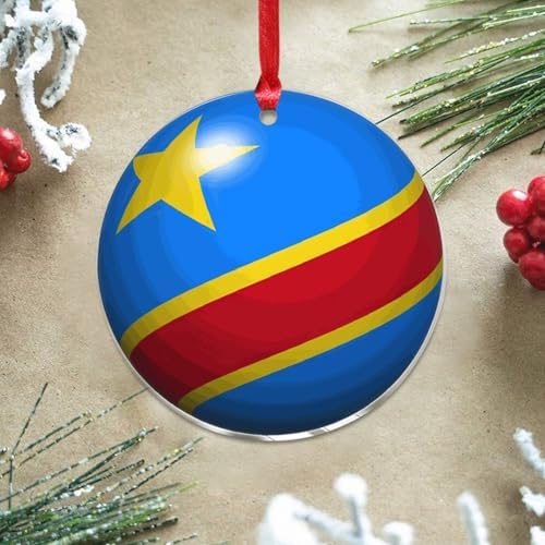 3 Inch Acrylic Christmas Ornaments 2024 Congo Flag Decor Bunting Hanging Baubles