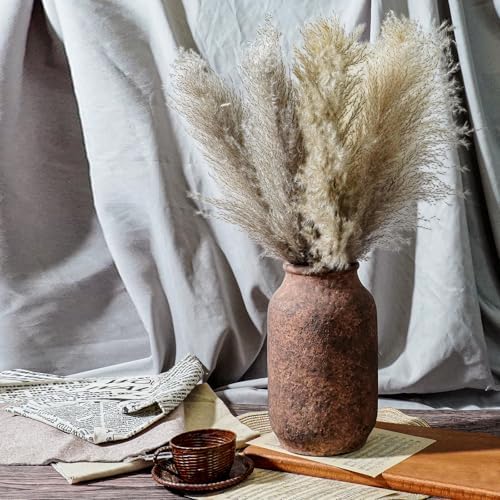 9 Inch Brown Terracotta Rustic Vase for Home Decor