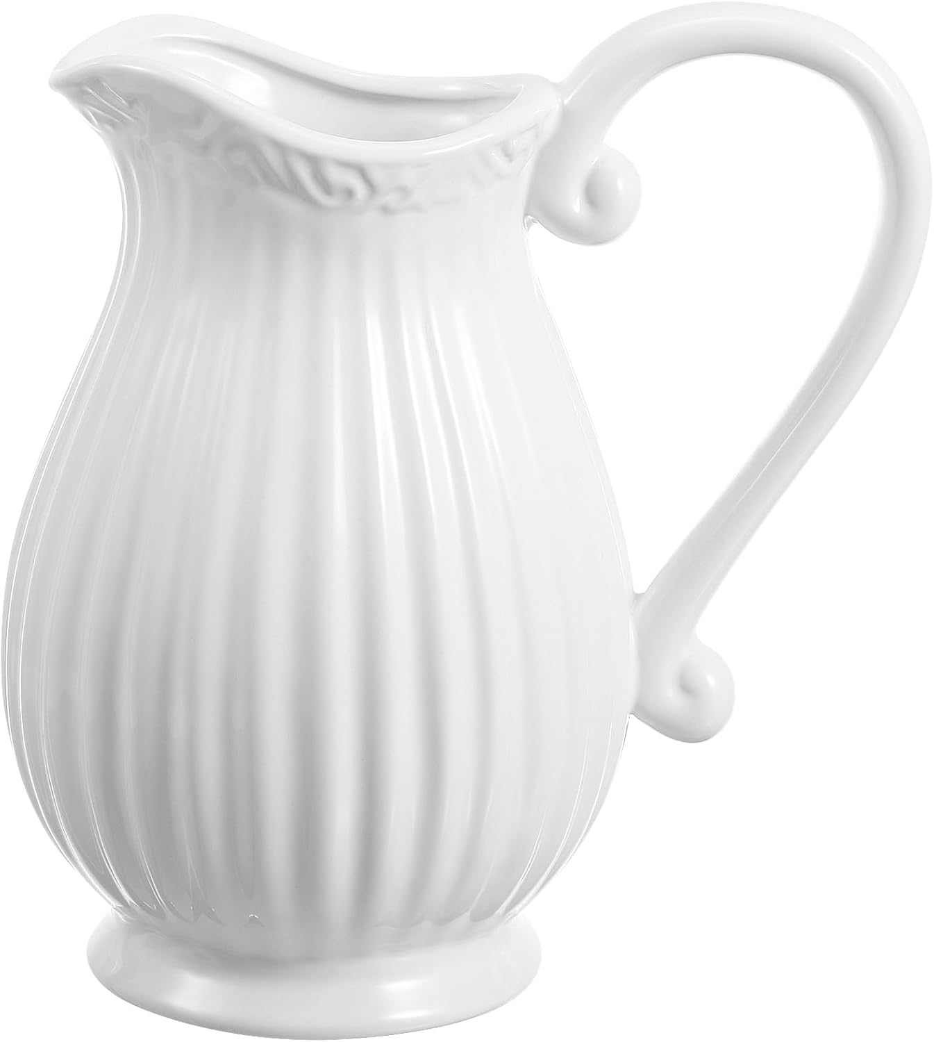 Yardwe White Ceramic Pitcher Vase 79 Inch