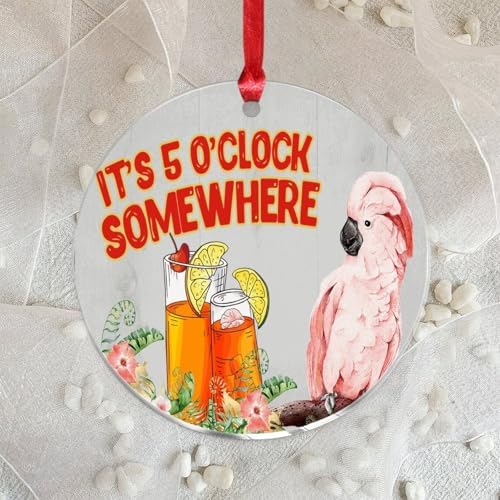 3 Acrylic Christmas Ornaments 2024 Tropical Flamingo Hanging Decor