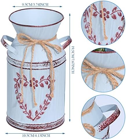 Vintage Galvanized Milk Can Flower Vase with Handle 75 Inch