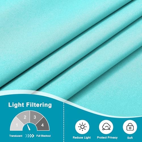 Hiasan French Door Curtains Privacy Rod Pocket Semi Sheer Panel for Door or Window 1 Panel Aqua 52x72 In