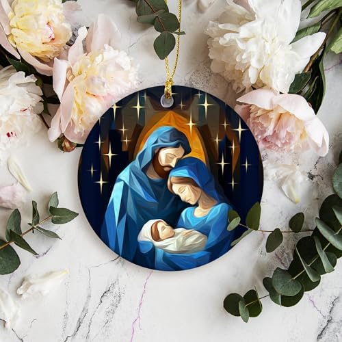 O Holly Night 2024 Two-Side Printed Ceramic Nativity Ornament