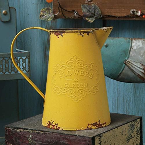MISIXILE Rustic Country Metal Vase 75 Inches Yellow