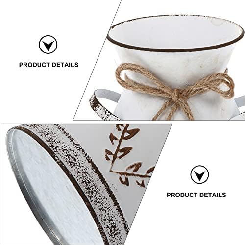 Vintage Flower Bucket Wrought Iron Vase for Home Decor