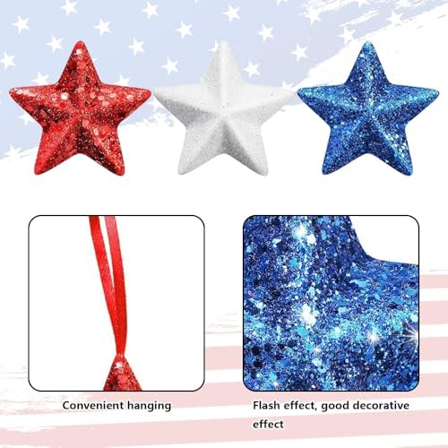 24 Pack 4th of July Star Hanging Ornaments