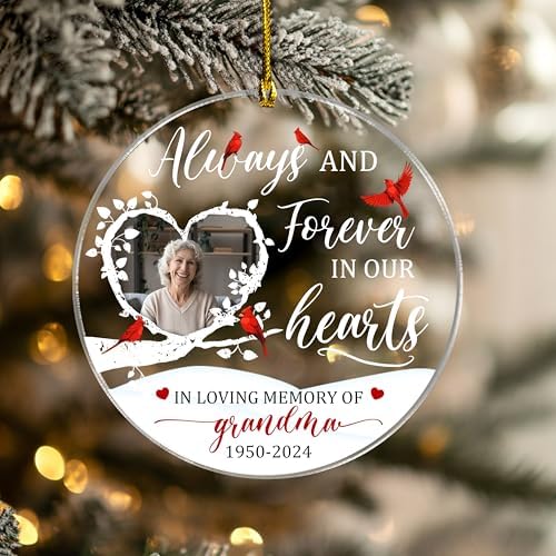 Personalized Memorial Christmas Ornament with Photo and Name