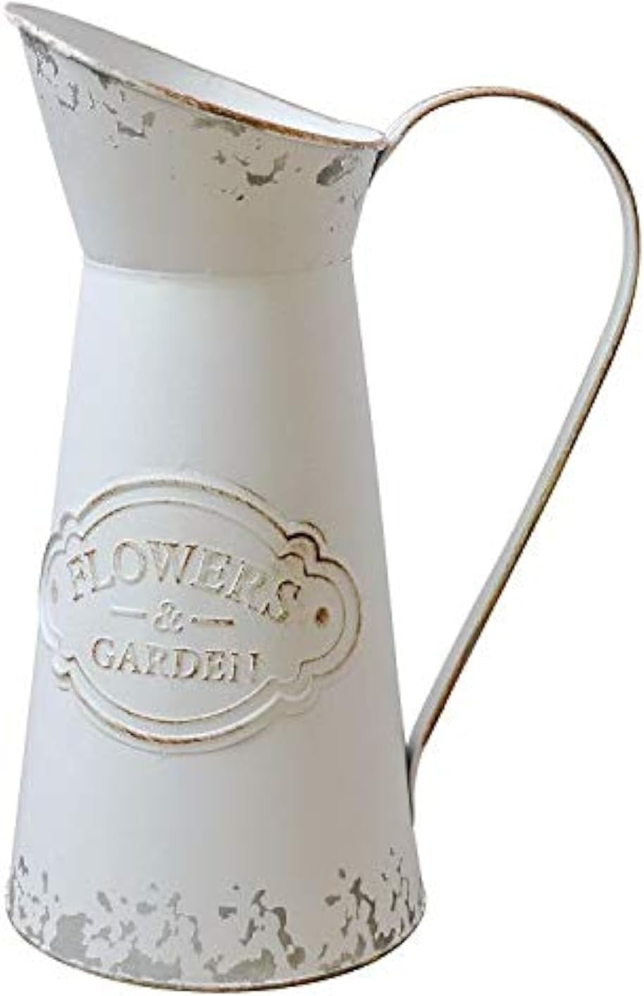 MISIXILE White Rustic Metal Jug Vase 11 Inch