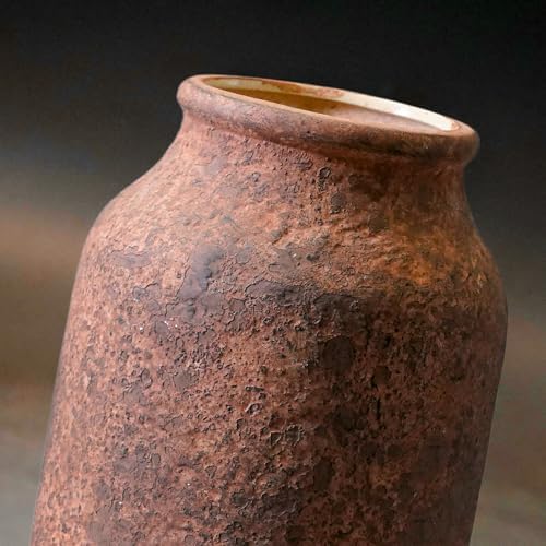 9 Inch Brown Terracotta Rustic Vase for Home Decor