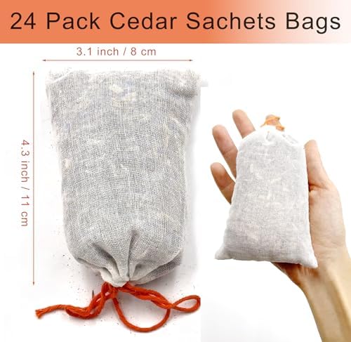 Cheardia 24 Pack Cedar Sachets for Closets Drawers