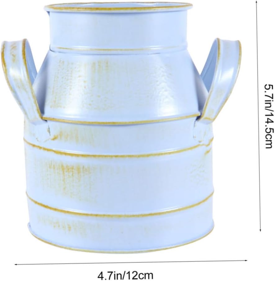 Cabilock 2pcs Retro Style Desktop Flower Bucket with Double Ears Iron Decorative Vase