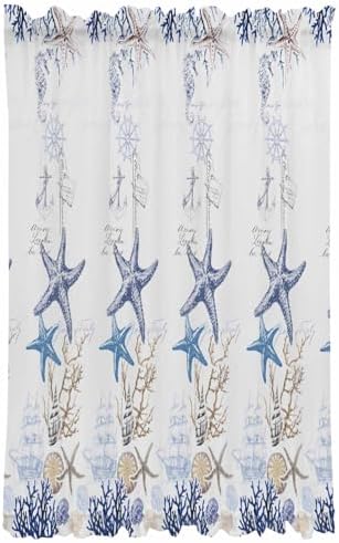 Vintage Ocean Door Curtain with Tiebacks for French Doors