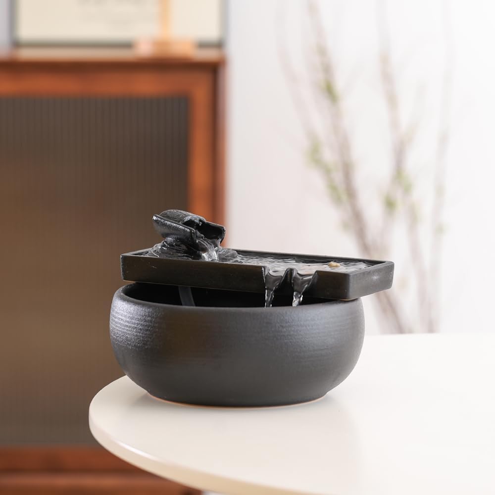 Ceramic Tabletop Fountain for Indoor and Outdoor Use