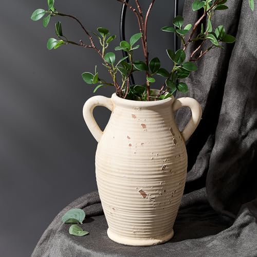 Large Ceramic Rustic Vase with 2 Handles 98 Inch