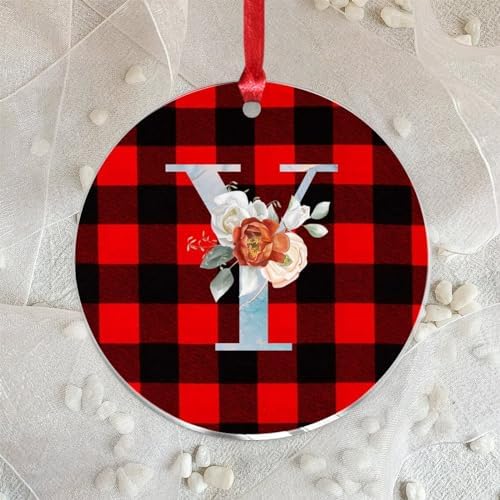 Acrylic Christmas Ornaments 2023 Initial Letter Y Blue Monogram Decorative Hanging Bauble