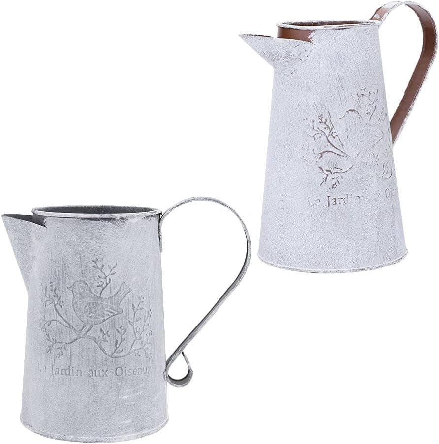 DOITOOL 2pcs Rustic Metal Vase Decor