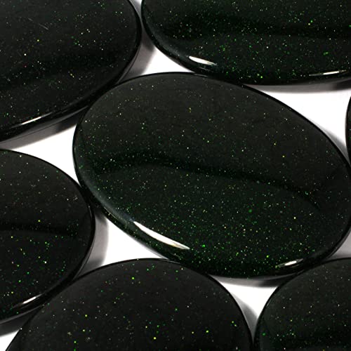 CrystalAge Green Goldstone Palm Stone 70x50mm