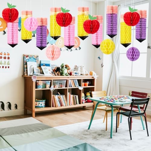 18 Pcs Pencil Apple Hanging Decorations Set