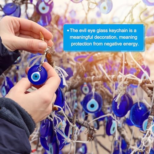 PATIKIL Evil Eye Glass Keychain Blue 30mm Hanging Charm