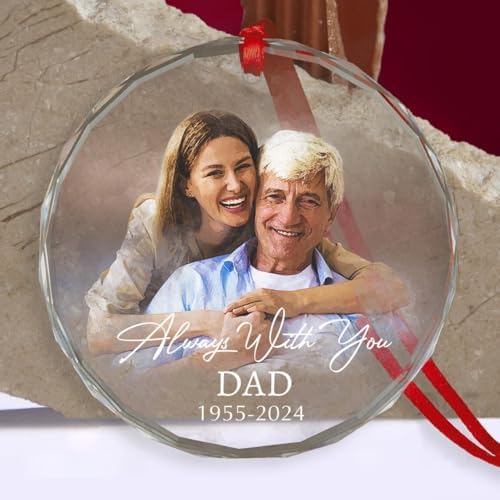 Custom Photo Memorial Glass Ornament - Personalized Christmas Portrait Decoration