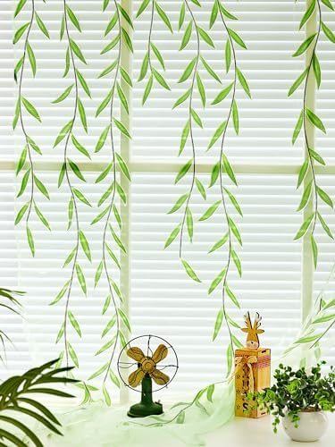 Breling Green Leaf Sheer Curtains 2 Pieces 52x787 Inch