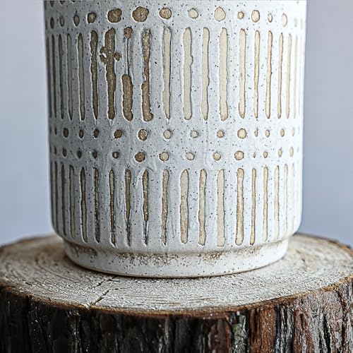 LIZOFER Rustic Ceramic Vase 1102 Inch Antique White