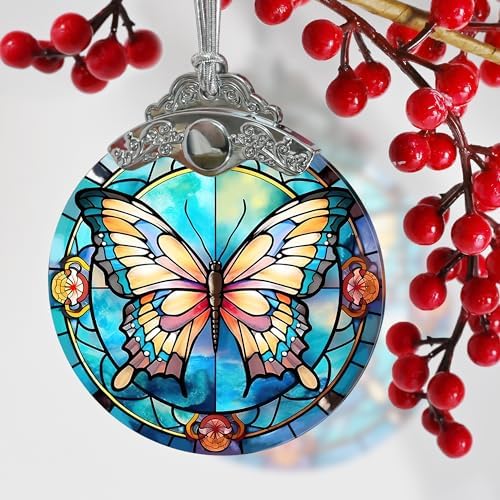 Butterfly Christmas Tree Ornament - 3 Inch Glass Decor