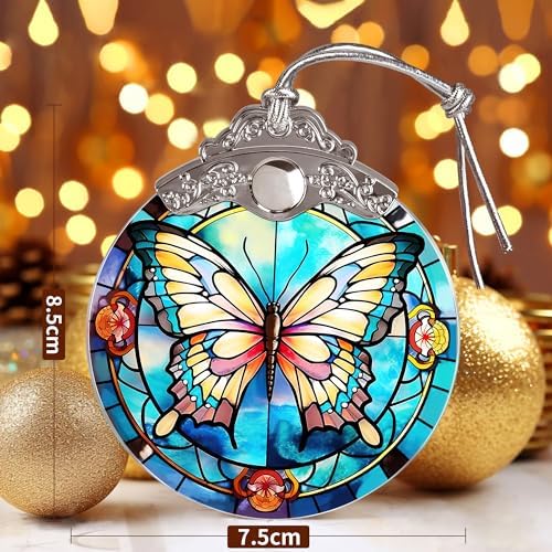 Butterfly Christmas Tree Ornament - 3 Inch Glass Decor