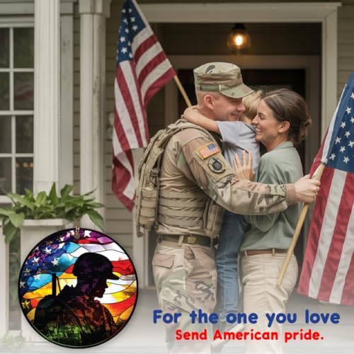 Patriotic Soldier Ornament with American Flag Design