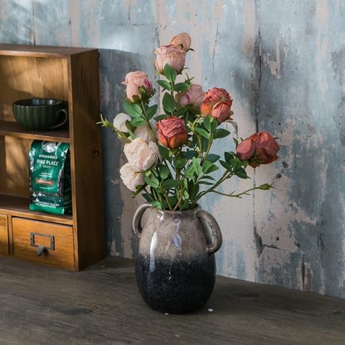 JOJUNO Brown to Blue Gradient Ceramic Vase with Handles
