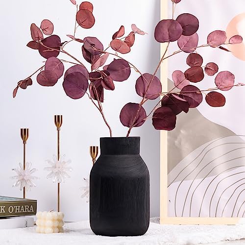 Black Rustic Large Wooden Vase for Home Decor