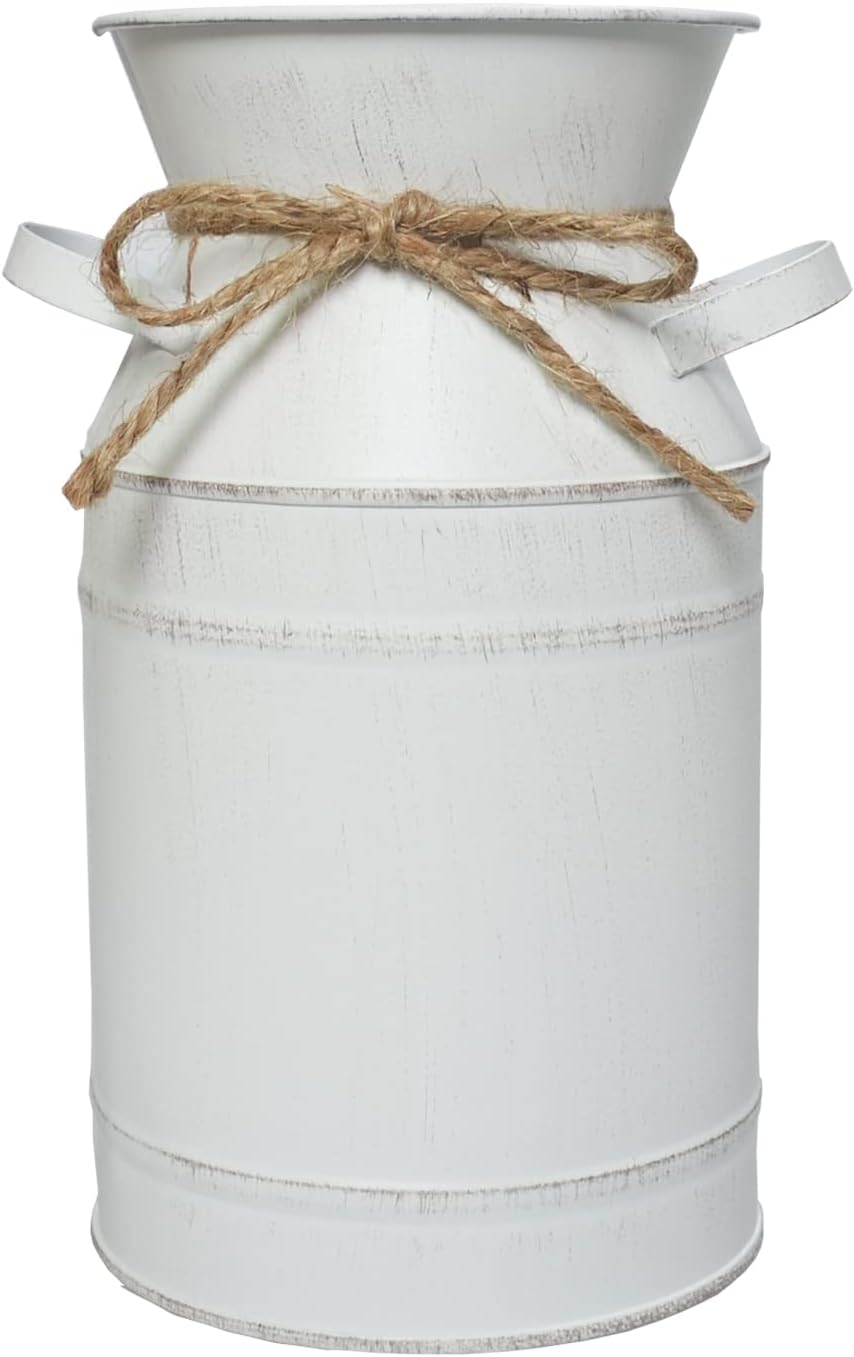 Rustic Shabby Chic Metal Vase for Farmhouse Decor