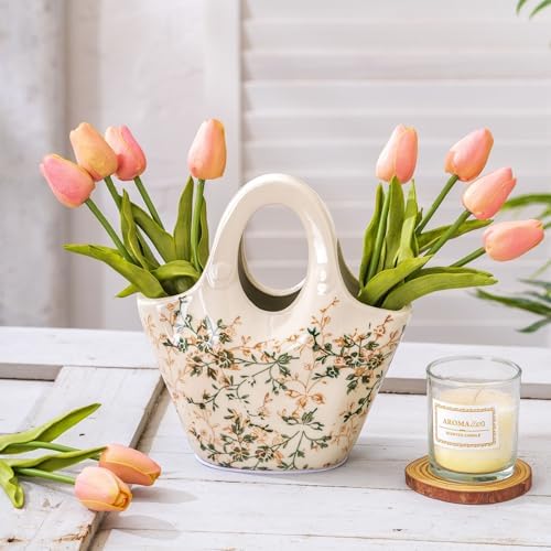 Sure Yuesi Ceramic Purse Vase for Flowers 9 Inches