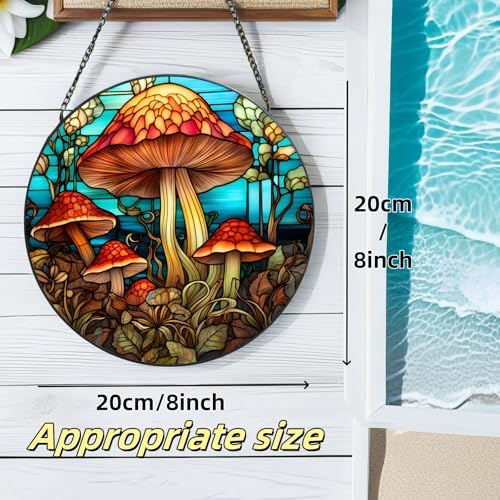 Stained Glass Window Hanging Suncatcher - Mushroom Design