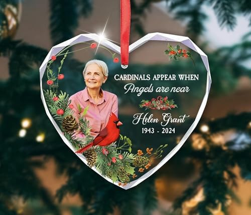 Custom Photo Memorial Glass Ornament for Mom Dad