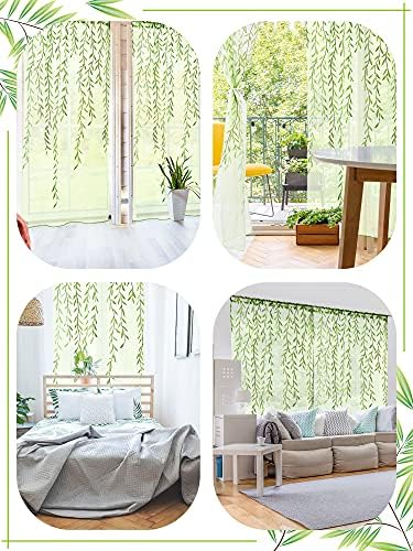 Breling Green Leaf Sheer Curtains 2 Pieces 52x787 Inch